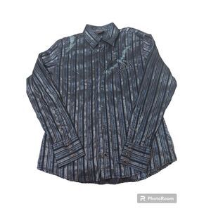 Doramafi Sicilia's Mens Large Pearl‎ Snaps Embroidered Beaded Long Sleeves